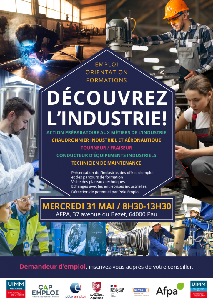 matinée découverte des métiers de l'industrie GRETA-CFA Aquitaine et AFPA le 31/05/23 à Pau